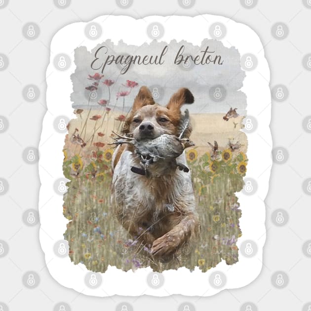 French Brittany Sticker by German Wirehaired Pointer 